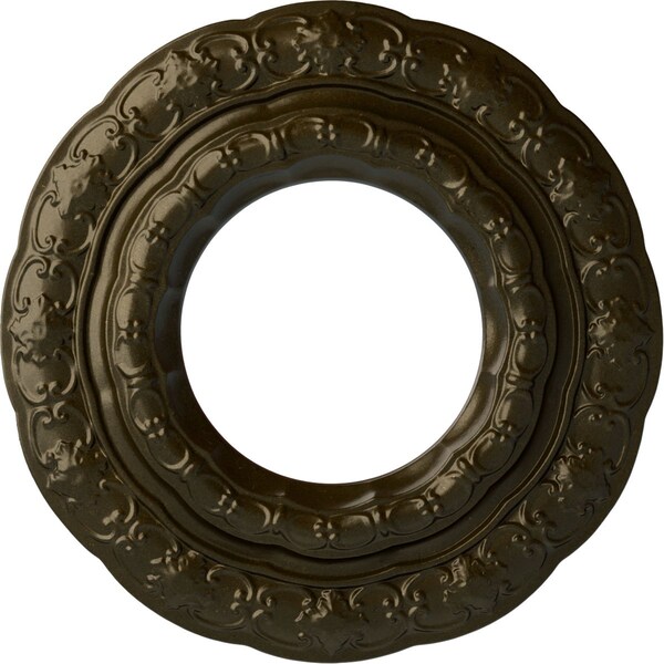 Ekena Millwork Lisbon Ceiling Medallion (Fits Canopies up to 7"), Hand-Painted Green Gold, 15 3/8"OD x 7"ID x 1"P CM15LIGGS - main